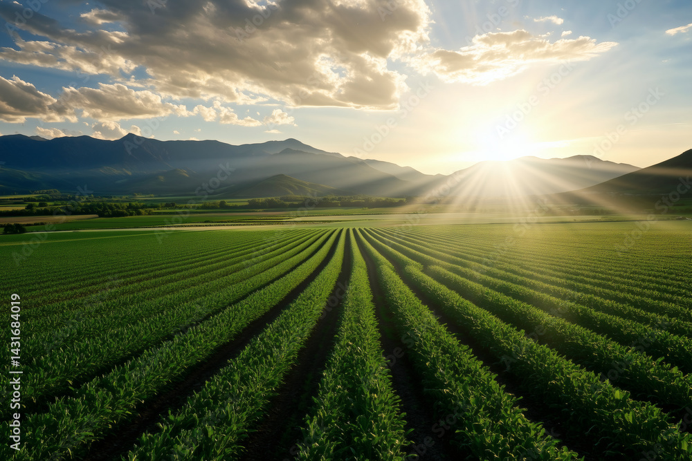 Fototapeta premium Agricultural Field at Sunset