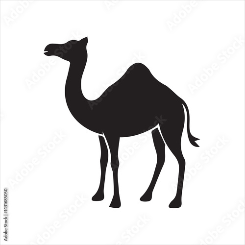  Camel Standing Black Silhouette, Minimalistic Vector Illustration, Simple Camel Art, Animal Silhouette, Camel Design, Desert Animal, Minimalist Vector, Camel in Desert, Silhouette Art.