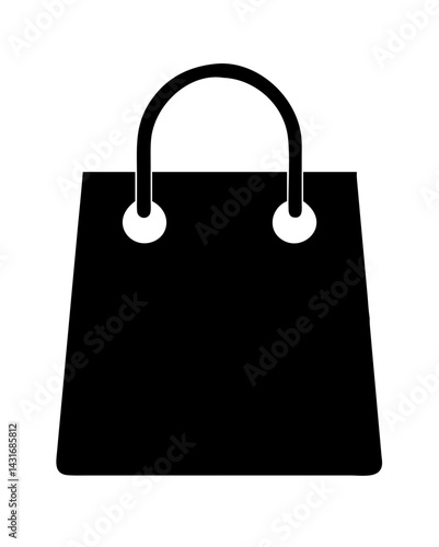 Black paper shopping bag vector – empty retail packaging icon ideal for carrying purchases, perfect for e-commerce, branding, store graphics, and marketing designs.