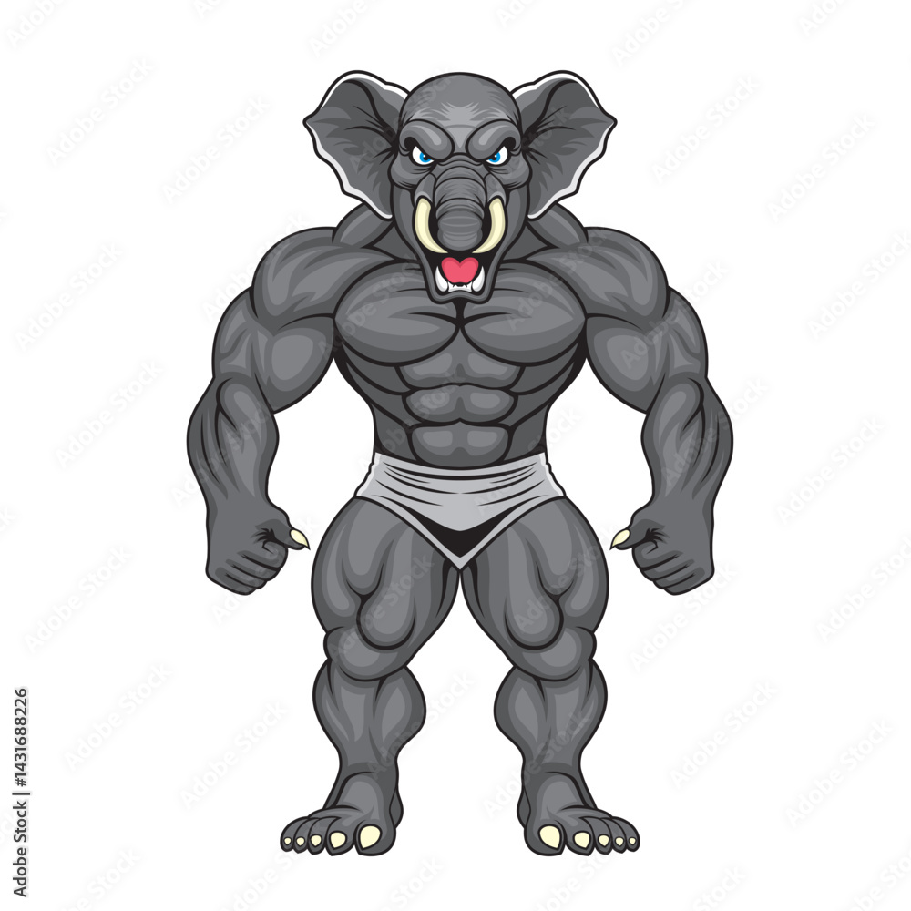 Naklejka premium strong elephant mascot vector illustration design