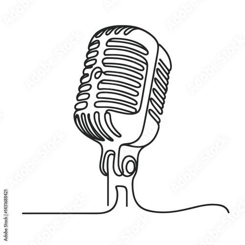 Vintage microphone illustration in minimalist style  