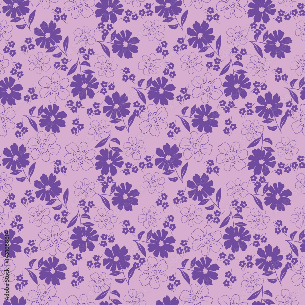 Fototapeta premium Vintage seamless floral pattern background, abstract leaf flower.