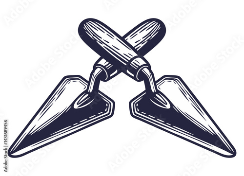 Tool trowel and spatula. Collection of construction or repair tools for design of construction industry