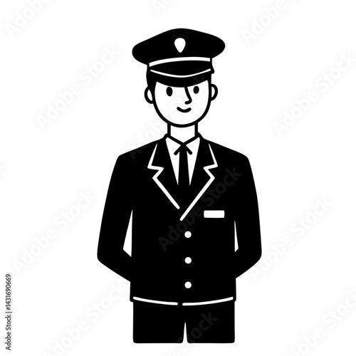 Smiling Doorman In Uniform Icon Graphic Vector Illustration