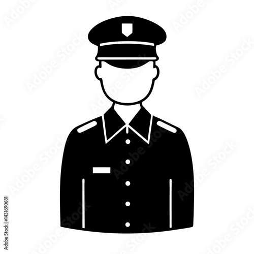 Police Officer Silhouette Icon Illustration Law Enforcement Security And Protection Symbol