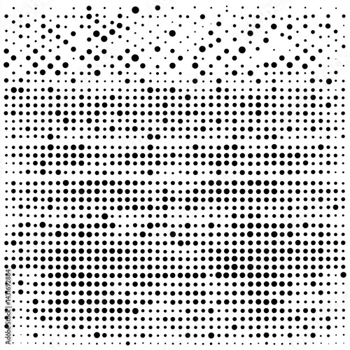 halftone technique, which is a method of simulating continuous tone black dots imagery through the use of dots of varying sizes and spacing.
