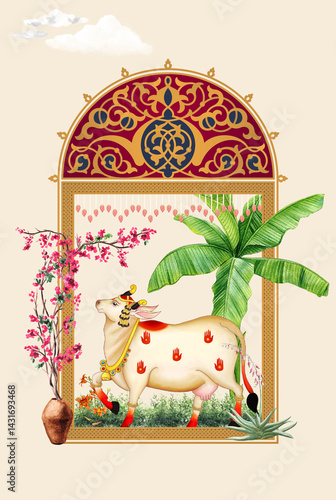 Wallpaper Mural pichwai cow art painting Torontodigital.ca