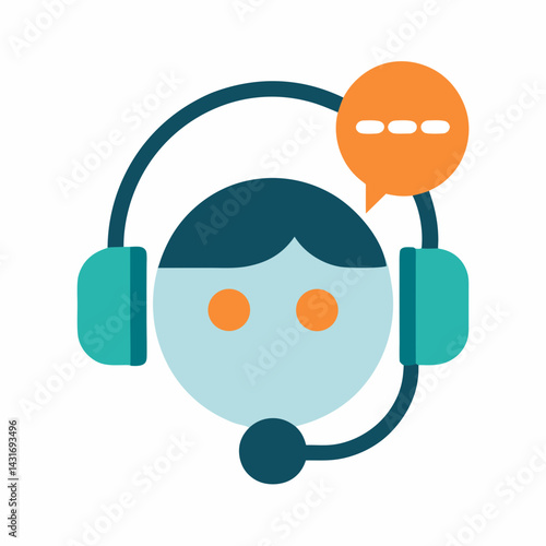 Customer Service Representative With Headset Icon For Communication And Support Services