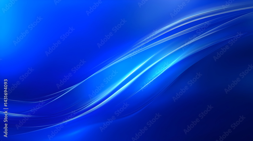 Fototapeta premium waves of light flowing across a deep blue gradient background