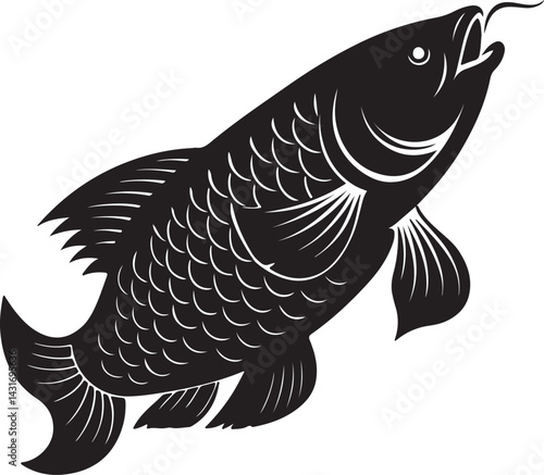 Arowana fish vector art illustration on white background Arowana Fish Line Art Black White illustration vector