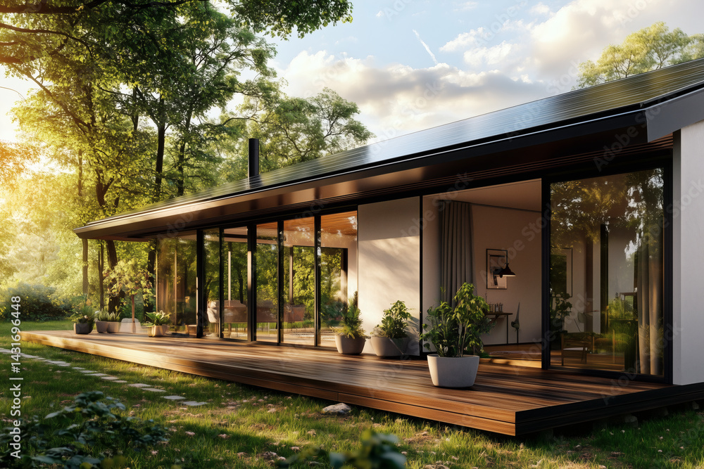 Obraz premium Modern solar paneled home
