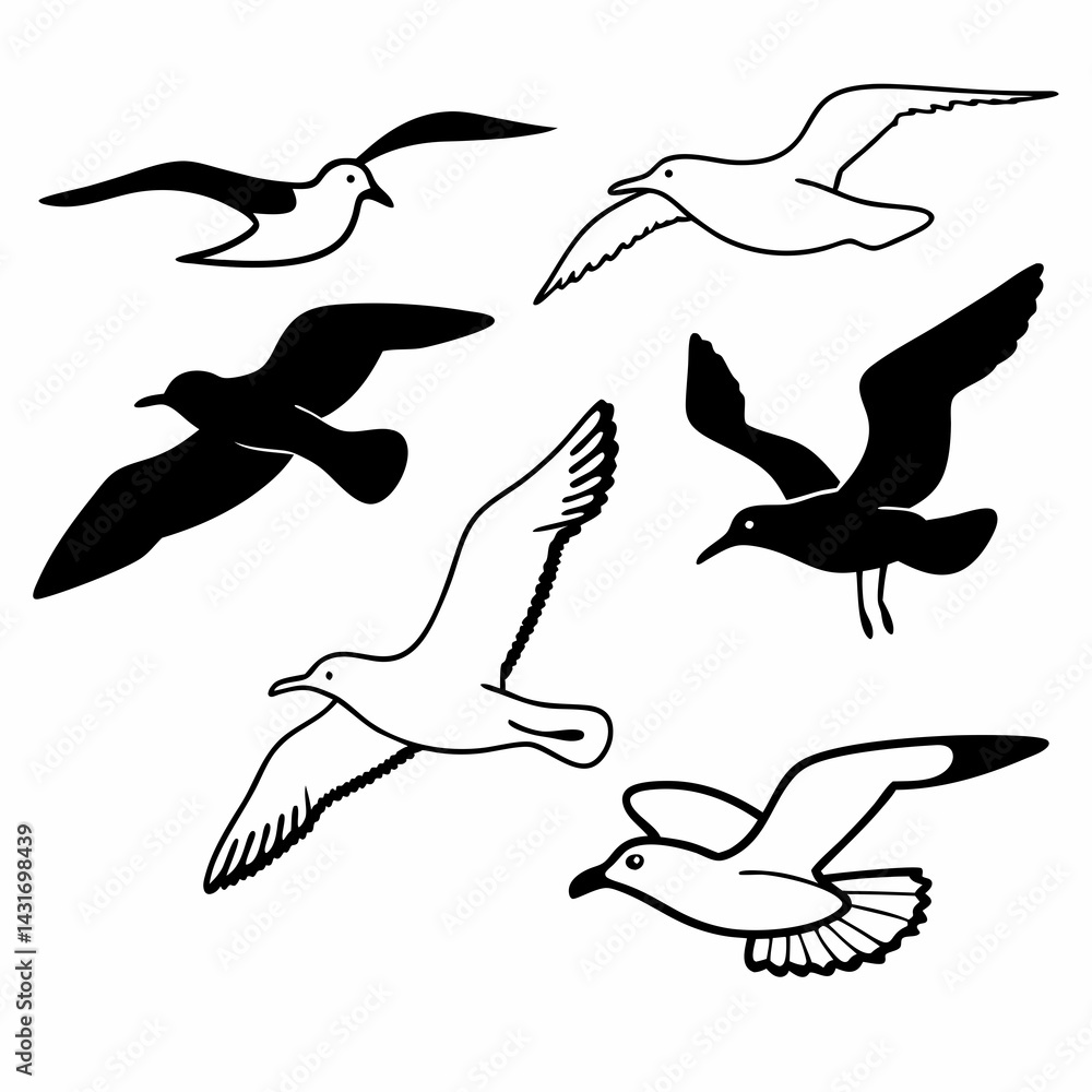 Fototapeta premium set of birds silhouettes