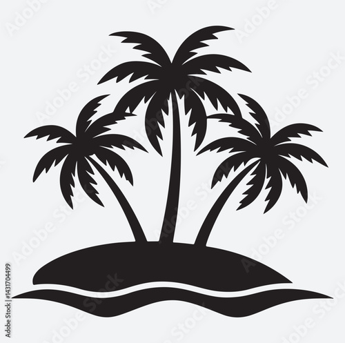 a tropical island with palm trees icon silhouette vector art illustration, palm trees silhouette