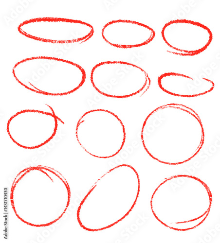 Various red circles drawn with crayon.