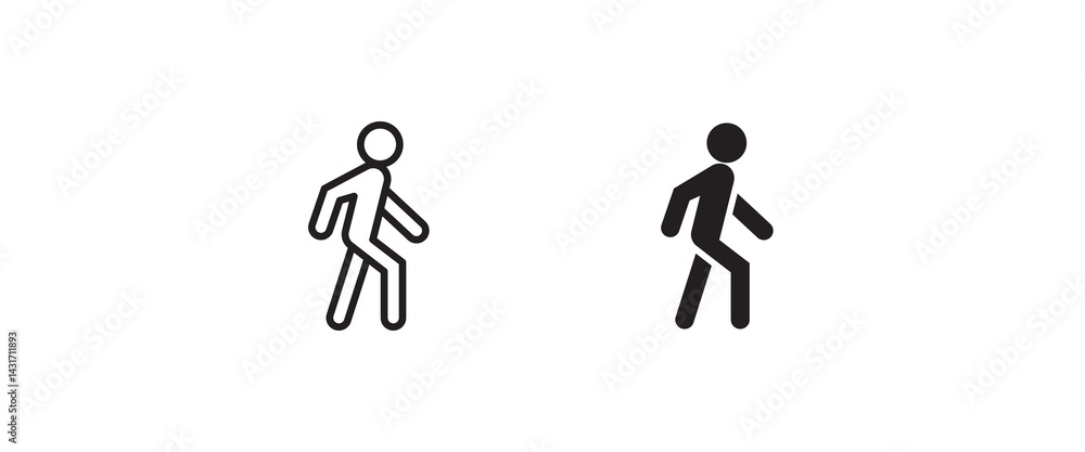 Fototapeta premium pedestrian line and flat icons set, editable stroke isolated on white, linear vector outline illustration, symbol logo design style