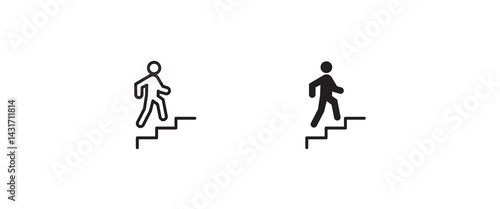 Stairs going up, Stairs, climbing, walking, go up icons button, vector, sign, symbol, logo, illustration, editable stroke, flat design style isolated on white
