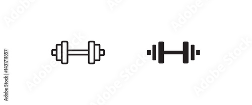 Dumbbell, Weights, barbell, Sports gym, bodybuilding icons button, vector, sign, symbol, logo, illustration, editable stroke, flat design style isolated on white linear pictogram