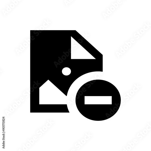 File with landscape and a circle with a minus sign indicating removal or deletion of the file image