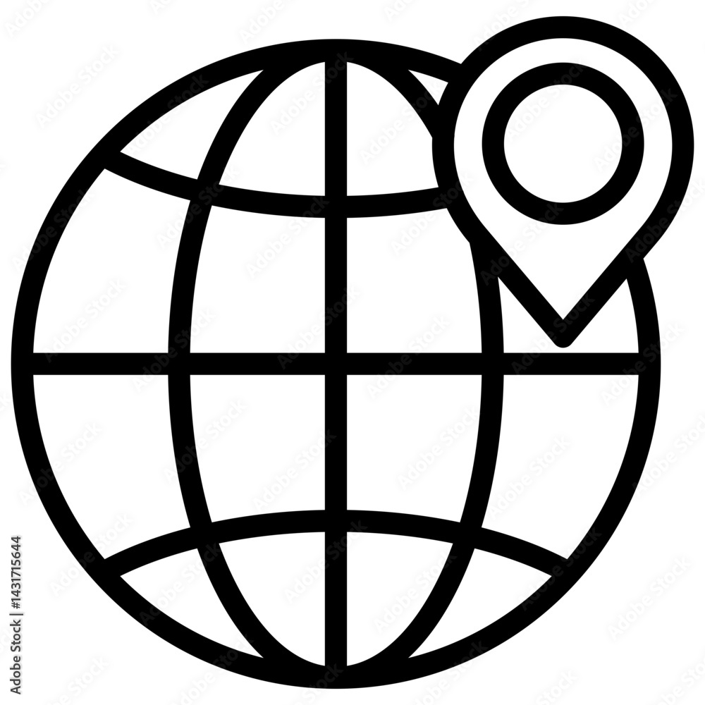 Global Location Pin on Earth Navigation and Travel Concept line icon Global Location Pin on Earth Navigation and Travel Concept line icon