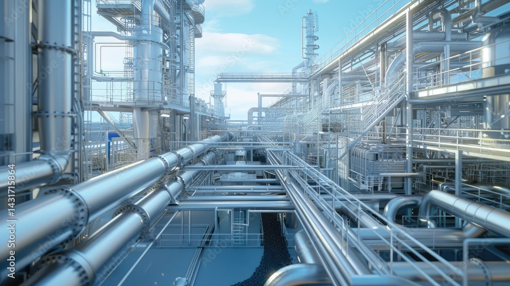 Aerial view of a complex industrial facility with pipelines and tanks. Top down view of gas valves pressure equipment made from metallic material. Industry and engineering concept for design. AIG53. Aerial view of a complex industrial facility with pipelines and tanks. Top down view of gas valves pressure equipment made from metallic material. Industry and engineering concept for design. AIG53.