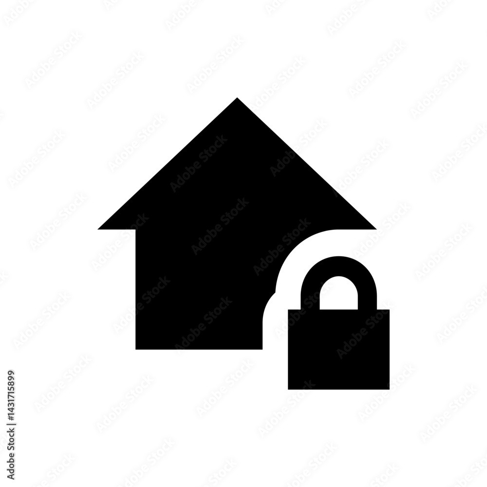 Illustration of a house icon with a padlock overlay representing home security and property protection needs Illustration of a house icon with a padlock overlay representing home security and property protection needs