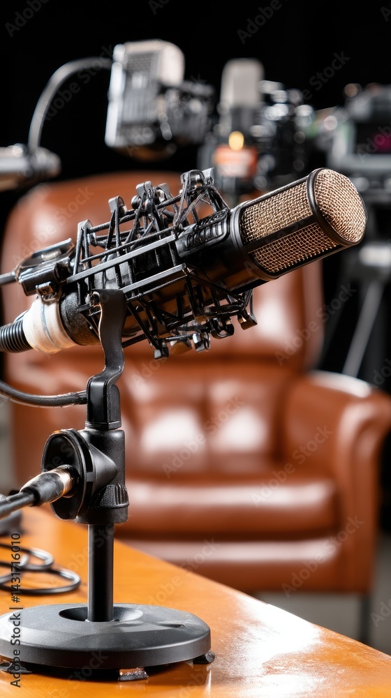 Creating engaging conversations in a minimalist podcast studio with comfortable chairs and warm lighting for inviting discussions Creating engaging conversations in a minimalist podcast studio with comfortable chairs and warm lighting for inviting discussions