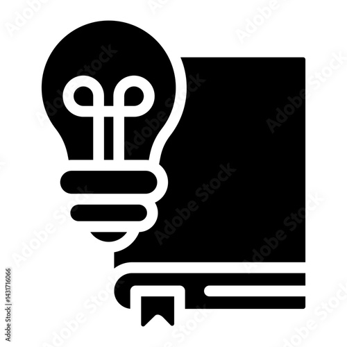 Idea Generation and Knowledge with Book and Lightbulb Icon glyph icon