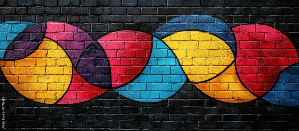 Fototapeta premium Colorful Circles Brick Wall Art.