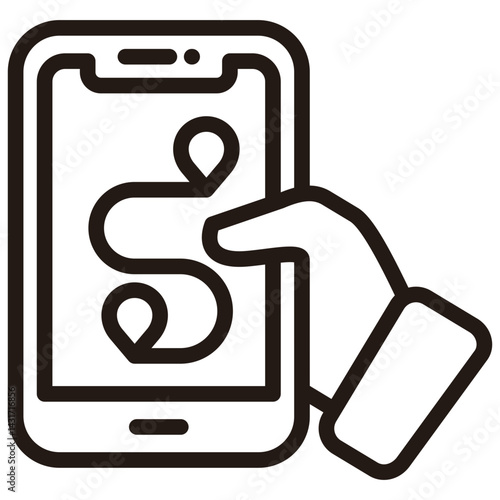 Mobile map direction and roadmap Line icon