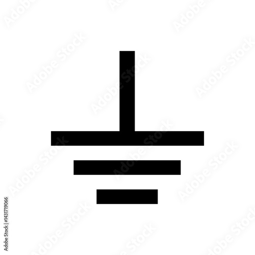Illustration of electrical grounding symbol featuring horizontal lines and a vertical line forming a t shape symbol