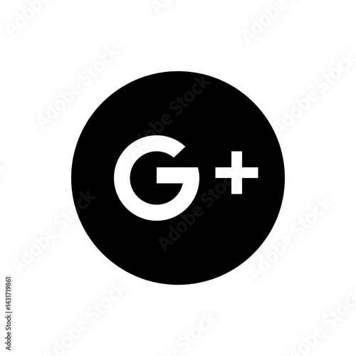 A black circle containing a white g with a plus sign representing google plus social media platform logo
