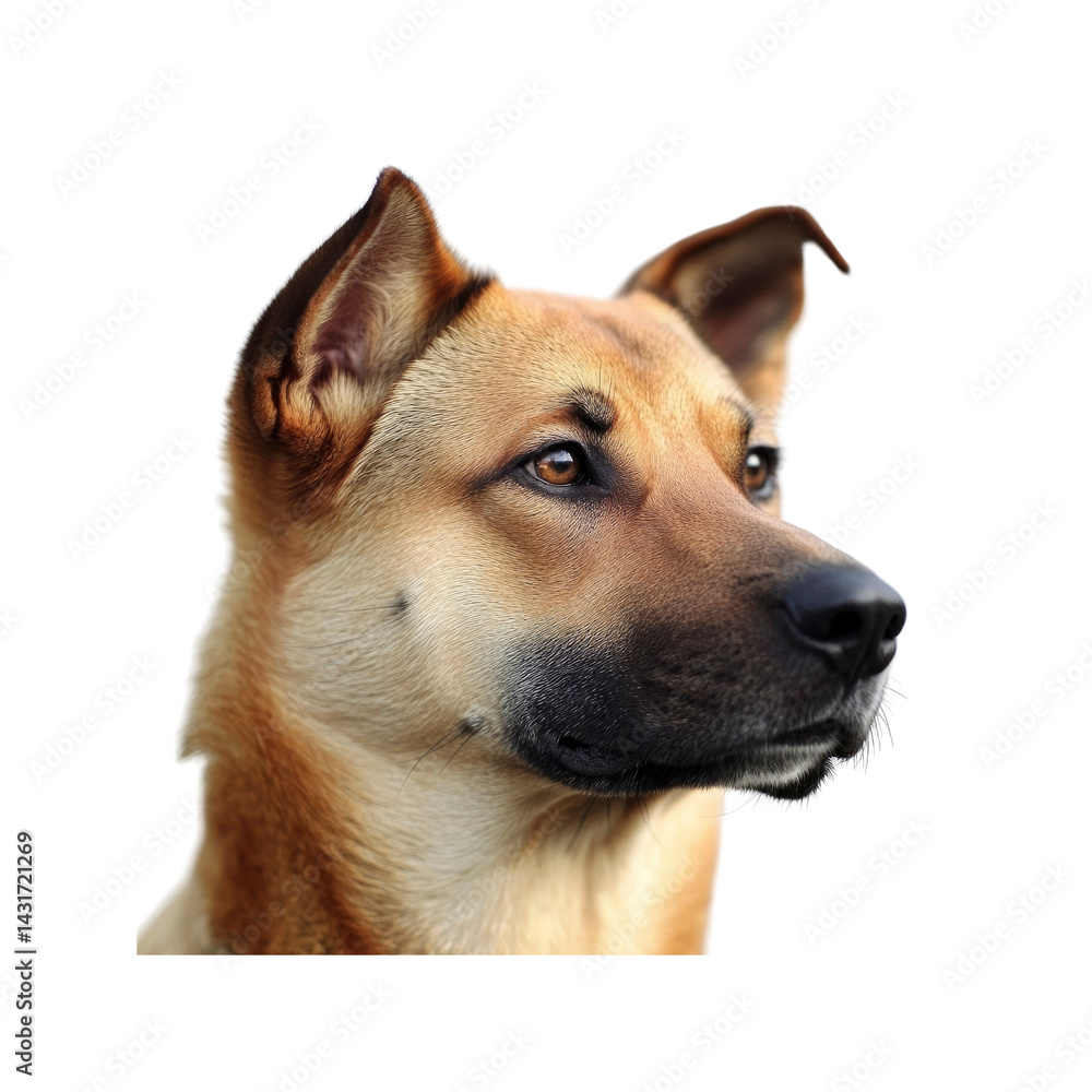 Fototapeta premium Alert and Attentive Close-Up Portrait of a Light Brown Dog