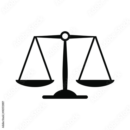 Justice Scale Icon – Black Balance Symbol Representing Law and Equality