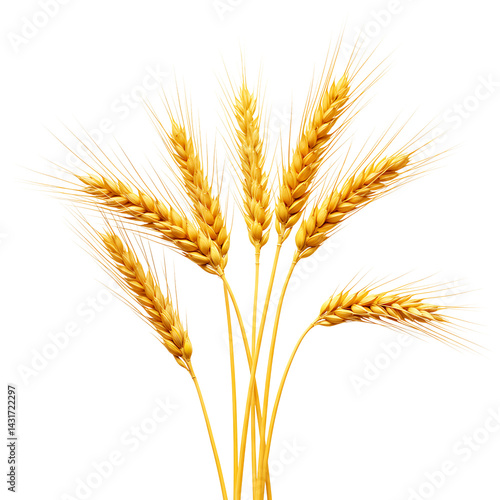 Golden Wheat Ears Bundle Isolated on Transparent Background

