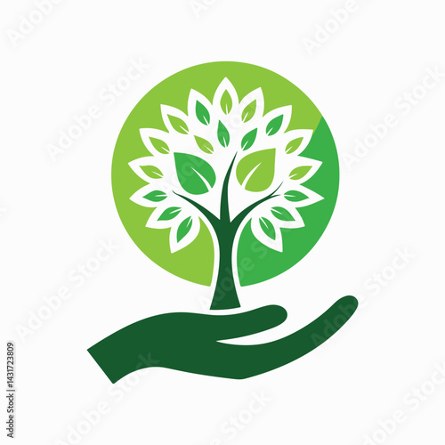 hand holding a growing tree, symbolizing nature care