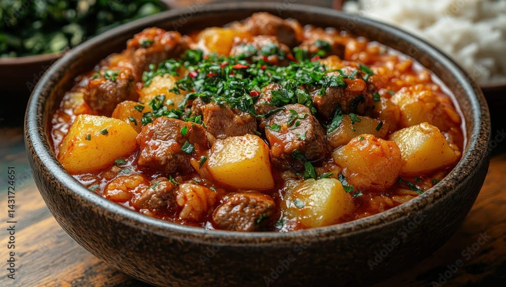 Lamb stew with potatoes with rice. Lamb stew with potatoes with rice.