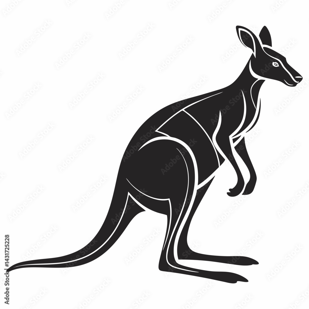 Professional Kangaroo Silhouette - Black, Vector Style, Wildlife Icon. Professional Kangaroo Silhouette - Black, Vector Style, Wildlife Icon.