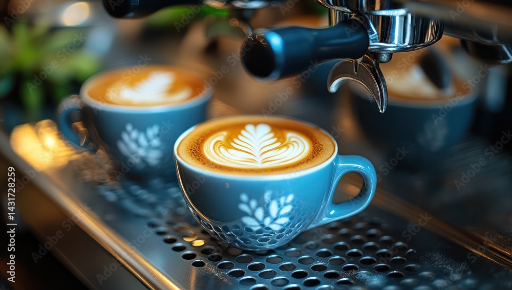 Latte Art with Coffee Shop, and Espresso Machine. Latte Art with Coffee Shop, and Espresso Machine.