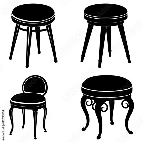 Vanity Stool silhouette vector