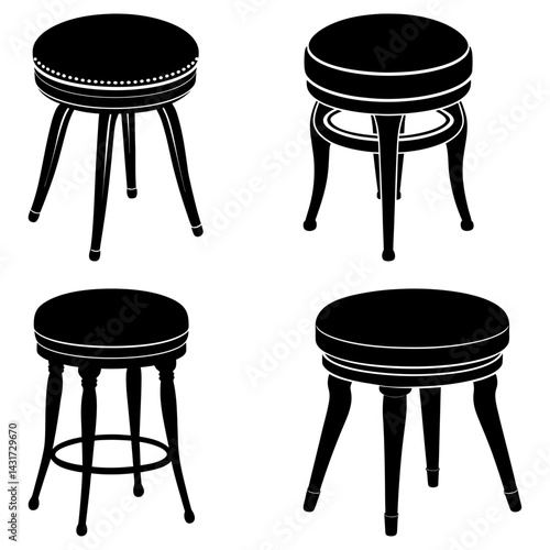 Vanity Stool silhouette vector