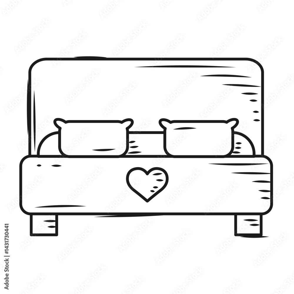 Romantic double bed icon. Vector Romantic double bed icon. Vector