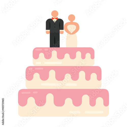 Bride and groom cake top. Vector