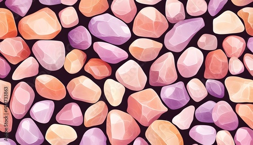 Obraz na płótnie A seamless pattern of colorful pebbles on a dark background w salonie