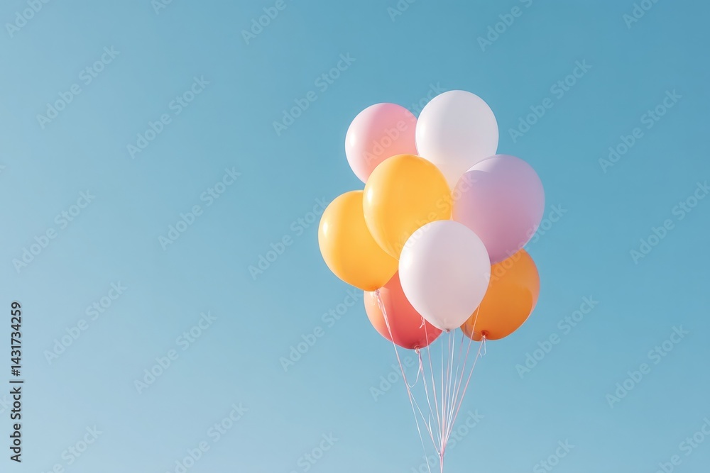 bright and colorful balloons against clear blue sky symbolizing joy and celebration with ample copy space bright and colorful balloons against clear blue sky symbolizing joy and celebration with ample copy space