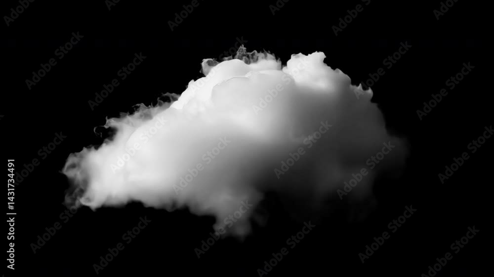 White cloud animated overlay, transparent 4K video, alpha channel, ProRes 4444
