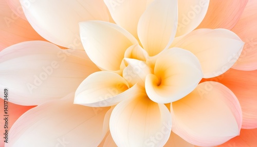 Obraz na płótnie Close-up of a delicate, peach-colored flower with soft white petals w salonie