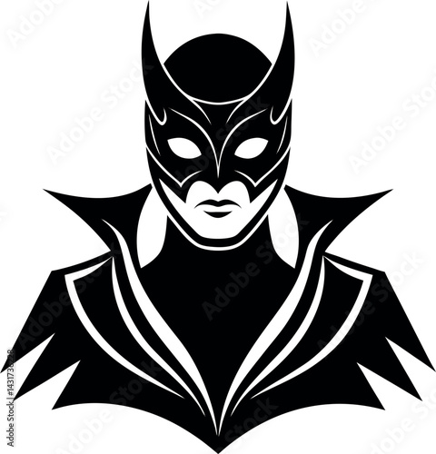 Superhero & Carnival Mask Silhouette in Black | Festive Costume Vector