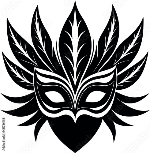 Superhero & Carnival Mask Silhouette in Black | Festive Costume Vector