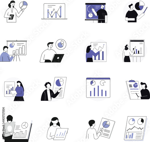 Business Data Analytics Illustrations. Charts, Graphs, and Presentations