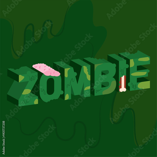 Zombie text with spooky style. Vector